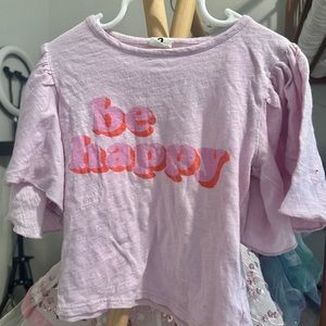 “Be happy” flutter sleeve. Little girls Stem size 3